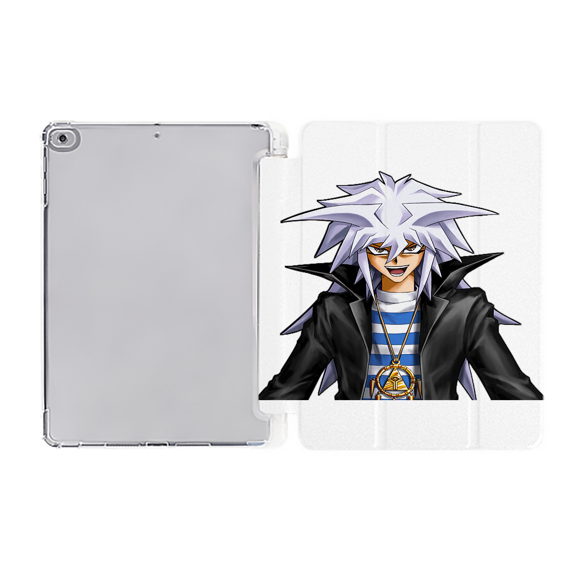 （画像用） 遊☆戯☆王 Yu-Gi-Oh! IPad ケース ペン収納付き 三つ折りスタンド PUレザー×シリコン 対応機種9.5/10.5/10.9インチ